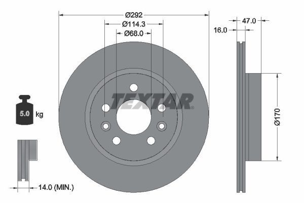 Stabdžių diskas TEXTAR 92352903