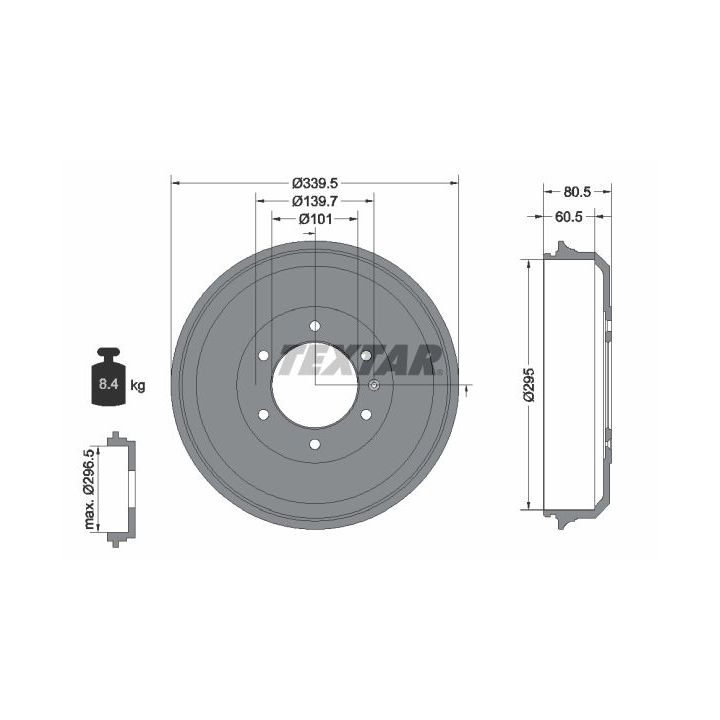Stabdžių būgnas TEXTAR 94043300