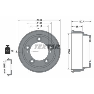 Stabdžių būgnas TEXTAR 94046600