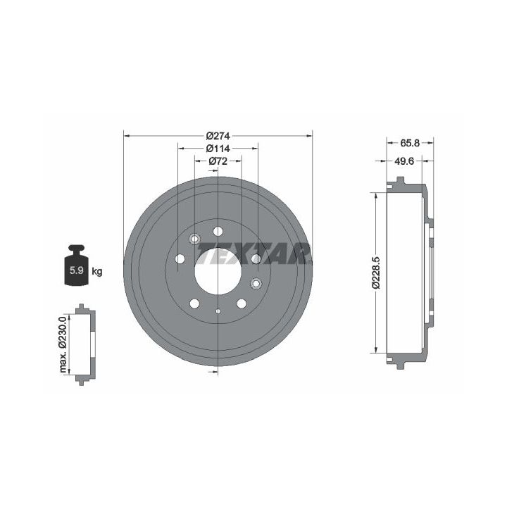 Stabdžių būgnas TEXTAR 94047300