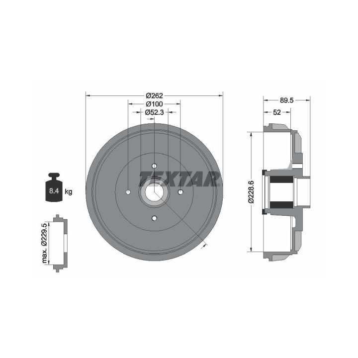 Stabdžių būgnas TEXTAR 94047400