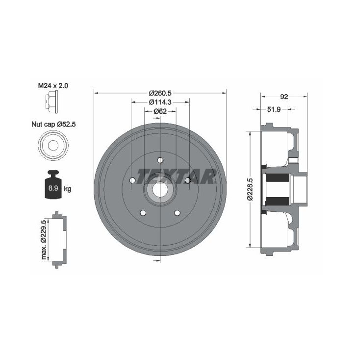 Stabdžių būgnas TEXTAR 94047500