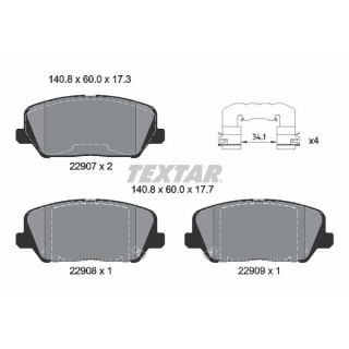 Stabdžių trinkelių rinkinys, diskinis stabdys TEXTAR 2290701