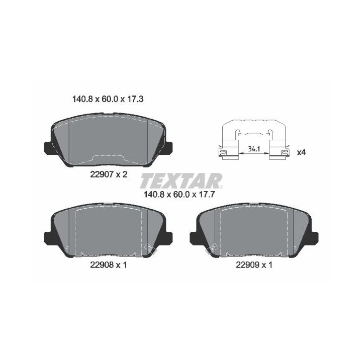 Stabdžių trinkelių rinkinys, diskinis stabdys TEXTAR 2290701