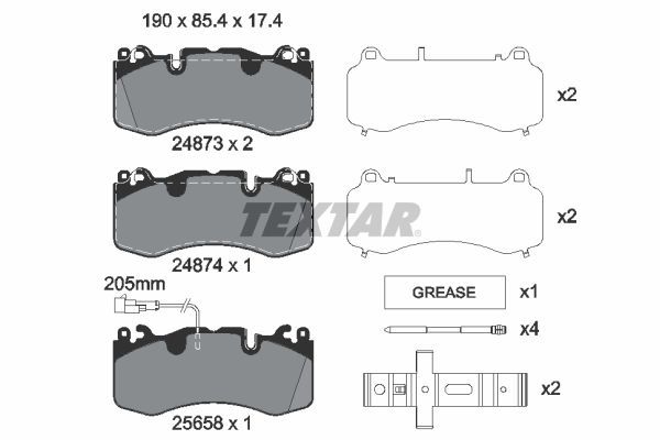 Stabdžių trinkelių rinkinys, diskinis stabdys TEXTAR 2487301