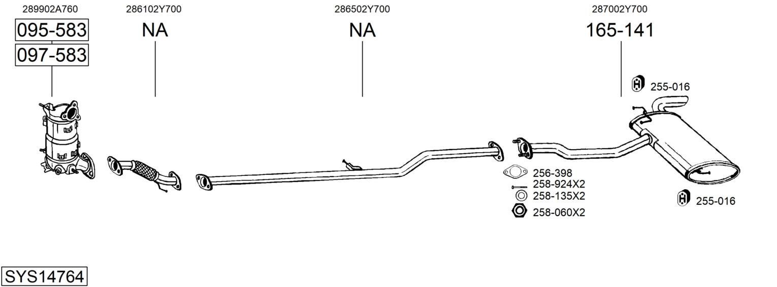 Išmetimo sistema BOSAL SYS14764
