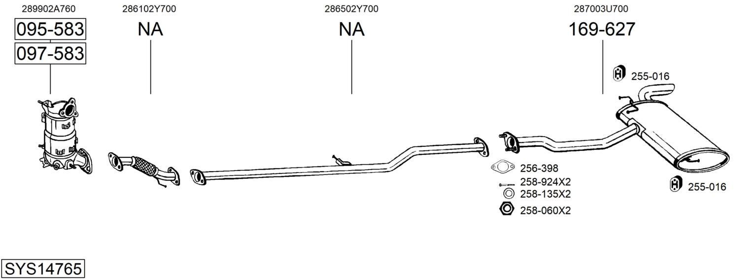Išmetimo sistema BOSAL SYS14765