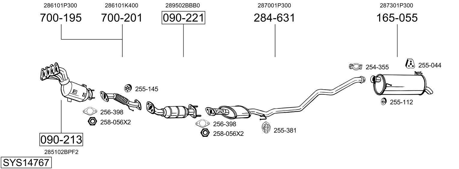 Išmetimo sistema BOSAL SYS14767