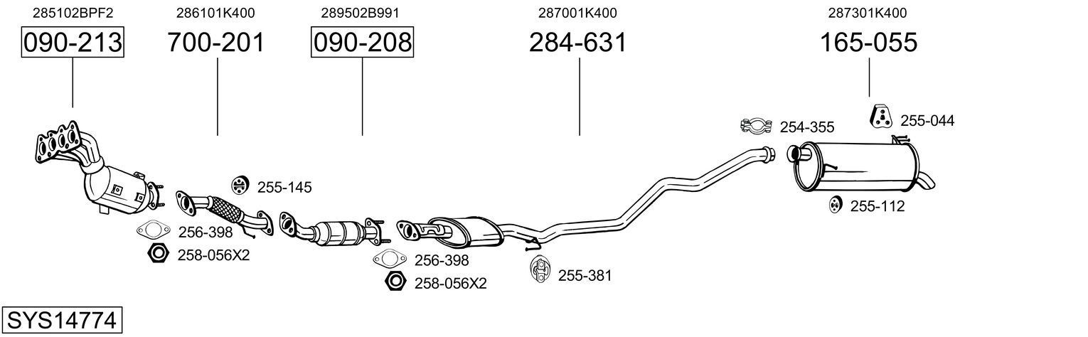 Išmetimo sistema BOSAL SYS14774