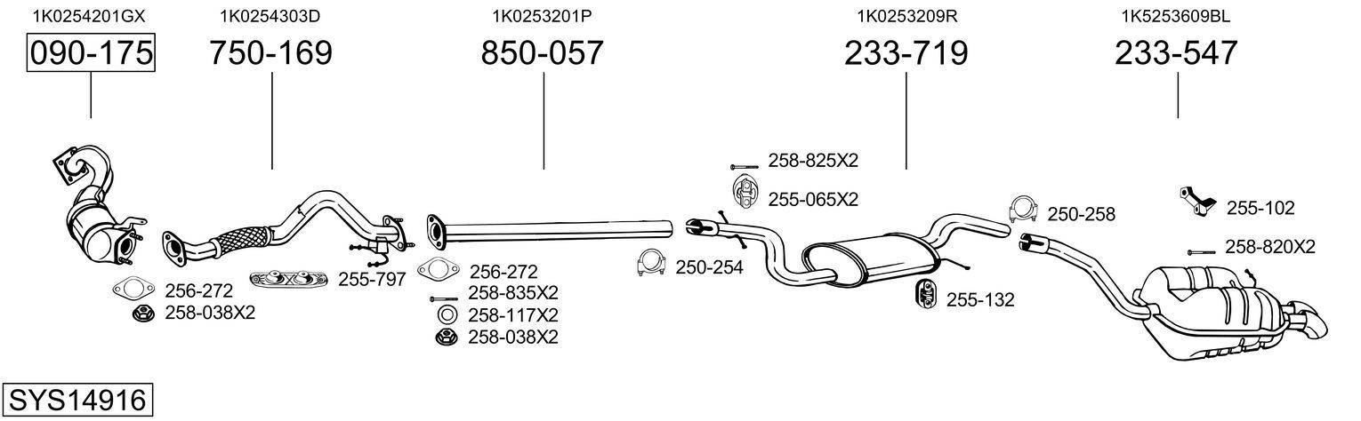 Išmetimo sistema BOSAL SYS14916