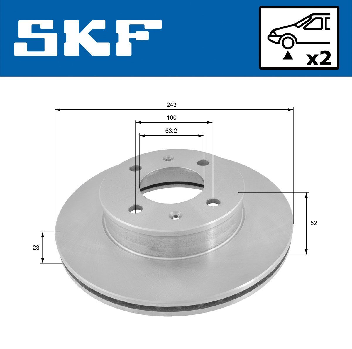 Stabdžių diskas SKF VKBD 80485 V2