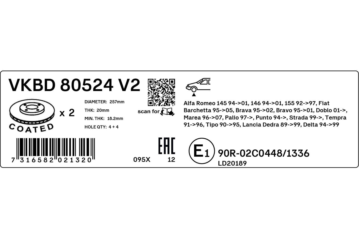 Stabdžių diskas SKF VKBD 80524 V2