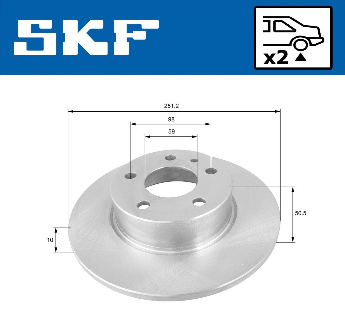 Stabdžių diskas SKF VKBD 90501 S2