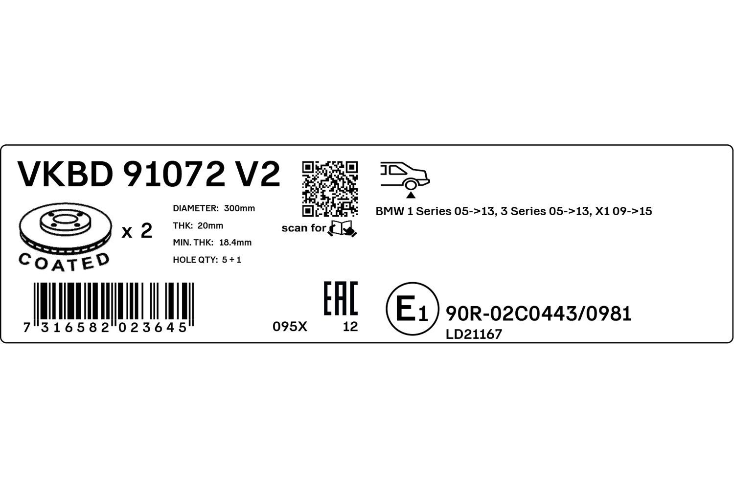 Stabdžių diskas SKF VKBD 91072 V2