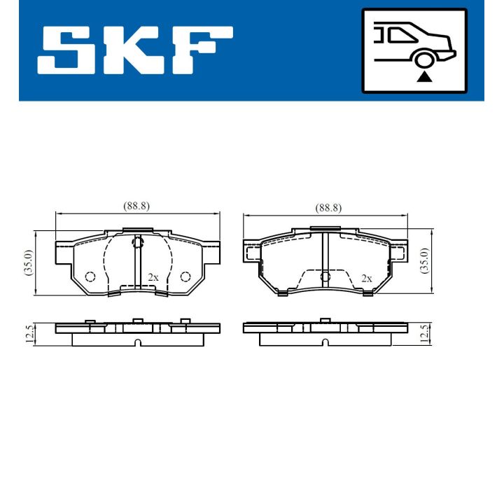 Stabdžių trinkelių rinkinys, diskinis stabdys SKF VKBP 90996