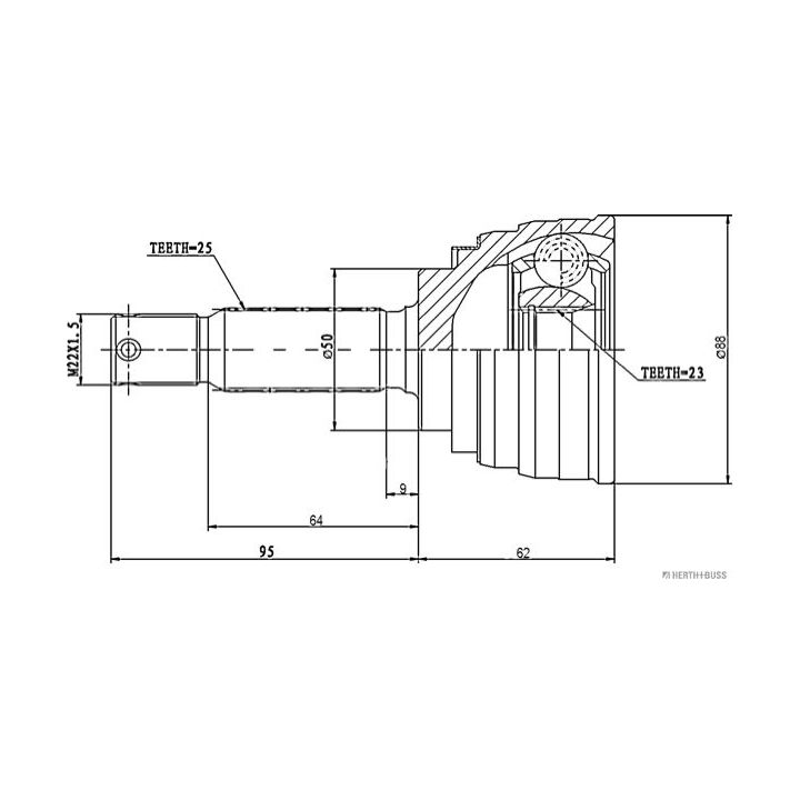 Jungčių komplektas, kardaninis velenas HERTH+BUSS JAKOPARTS J2825008
