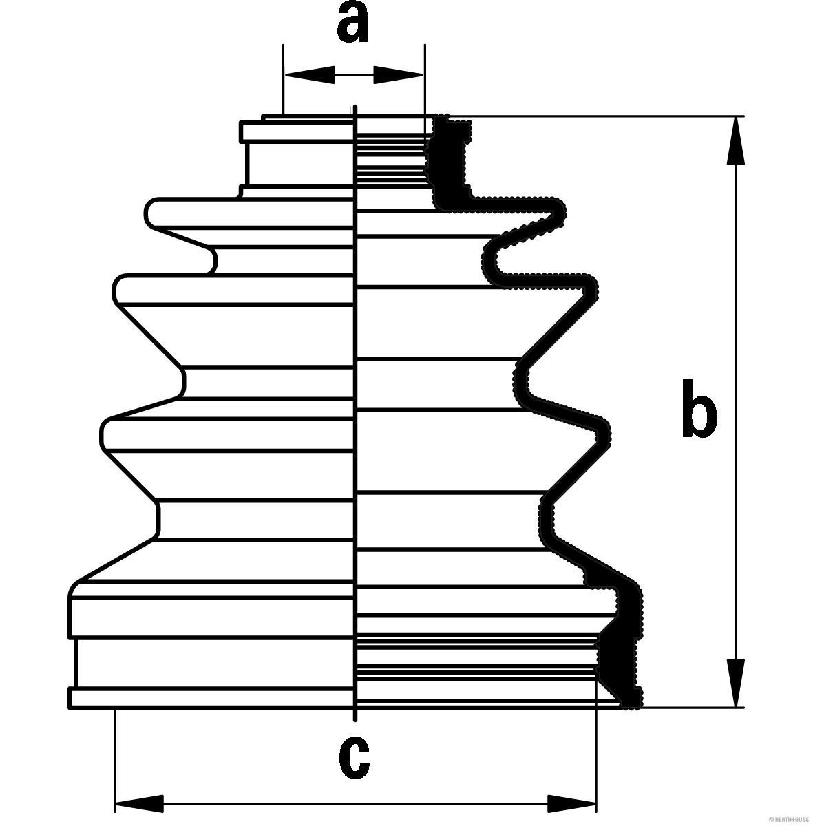 Gofruotoji membrana, kardaninis velenas HERTH+BUSS JAKOPARTS J2884001