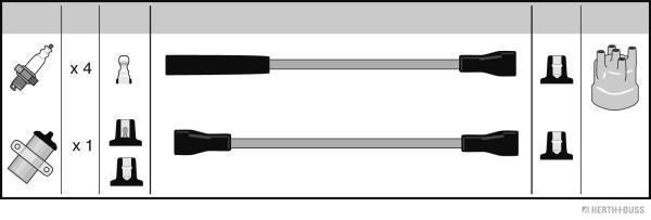 Uždegimo laido komplektas HERTH+BUSS JAKOPARTS J5390007