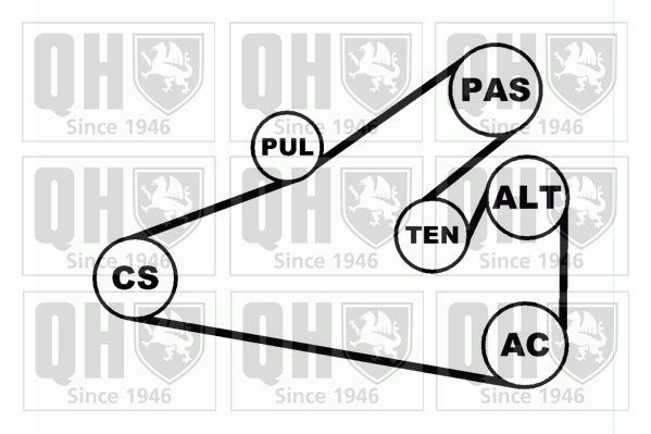 V formos rumbuotas diržas, komplektas QUINTON HAZELL QDK5
