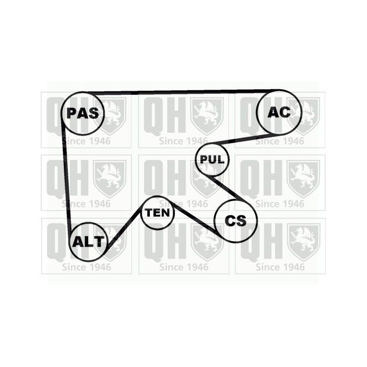 V formos rumbuotas diržas, komplektas QUINTON HAZELL QDK62