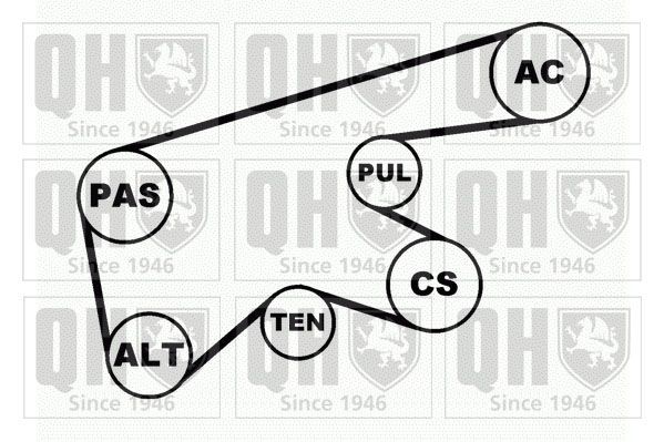 V formos rumbuotas diržas, komplektas QUINTON HAZELL QDK62