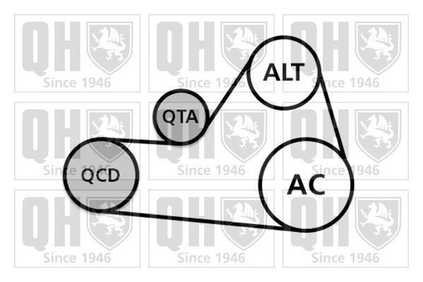 V formos rumbuotas diržas, komplektas QUINTON HAZELL QDK68