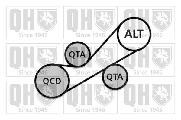 V formos rumbuotas diržas, komplektas QUINTON HAZELL QDK69