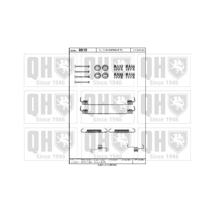 Priedų komplektas, stabdžių trinkelės QUINTON HAZELL BFK456