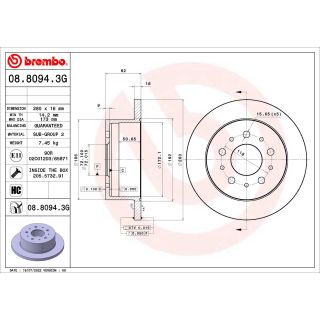 Stabdžių diskas BREMBO 08.8094.3G