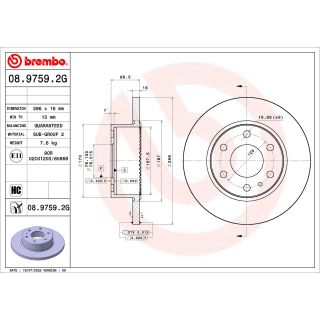 Stabdžių diskas BREMBO 08.9759.2G