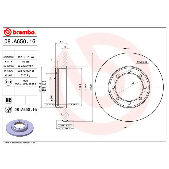 Stabdžių diskas BREMBO 08.A650.1G