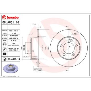 Stabdžių diskas BREMBO 08.A651.1G