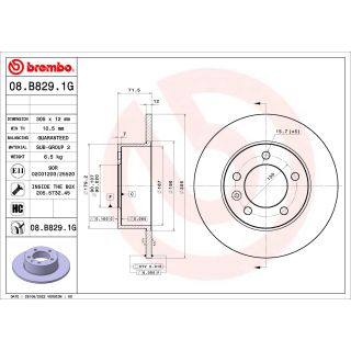 Stabdžių diskas BREMBO 08.B829.1G