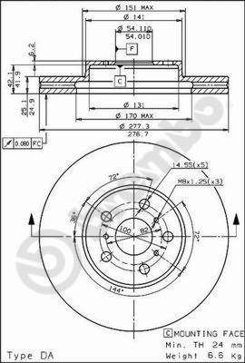 Stabdžių diskas BREMBO 09.5622.10