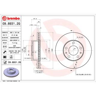 Stabdžių diskas BREMBO 09.8931.2G