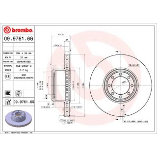 Stabdžių diskas BREMBO 09.9761.6G