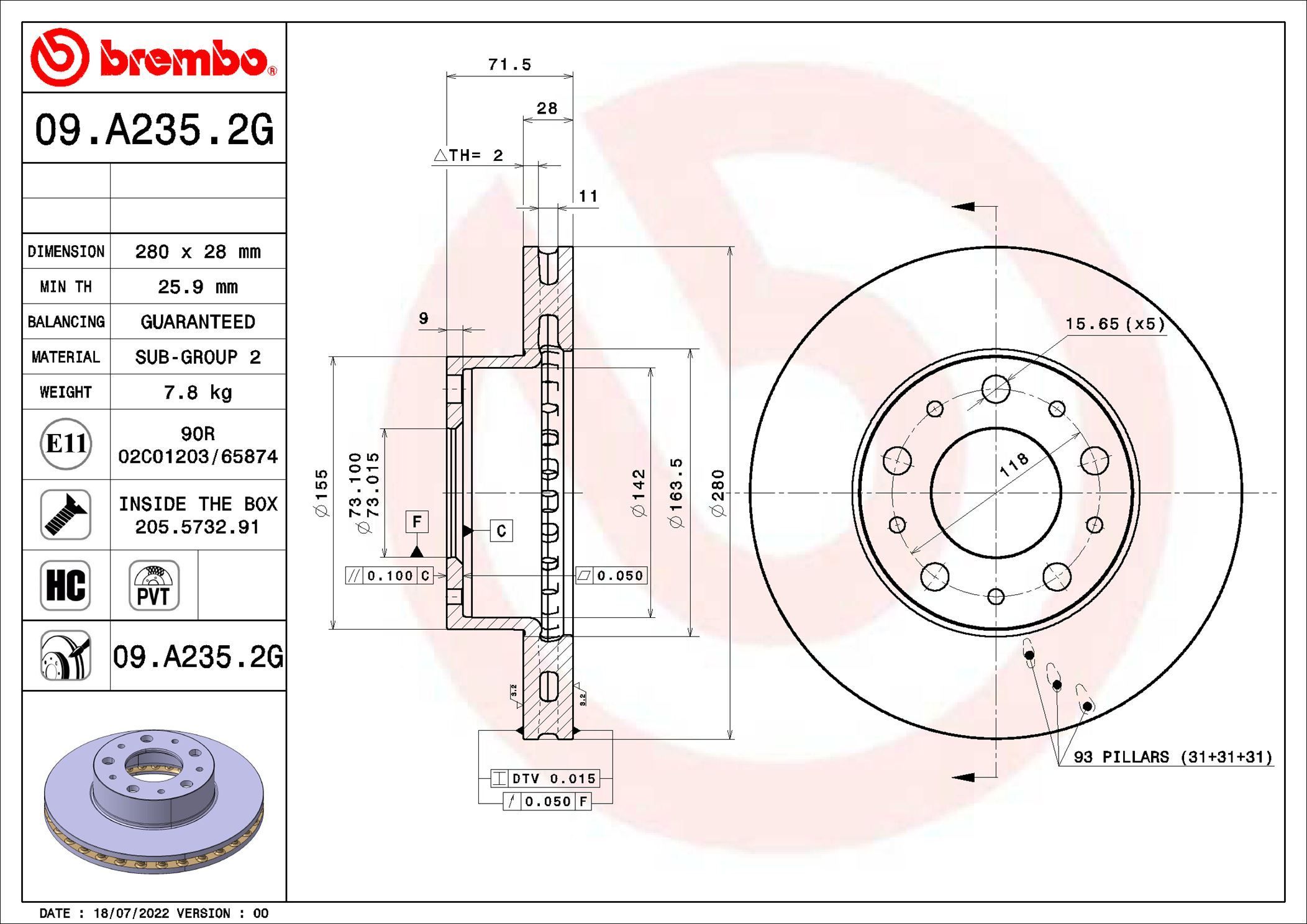 Stabdžių diskas BREMBO 09.A235.2G