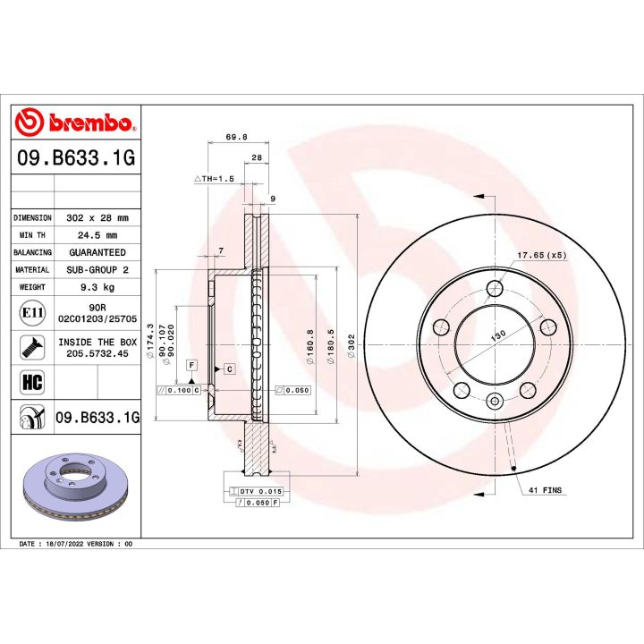 Stabdžių diskas BREMBO 09.B633.1G