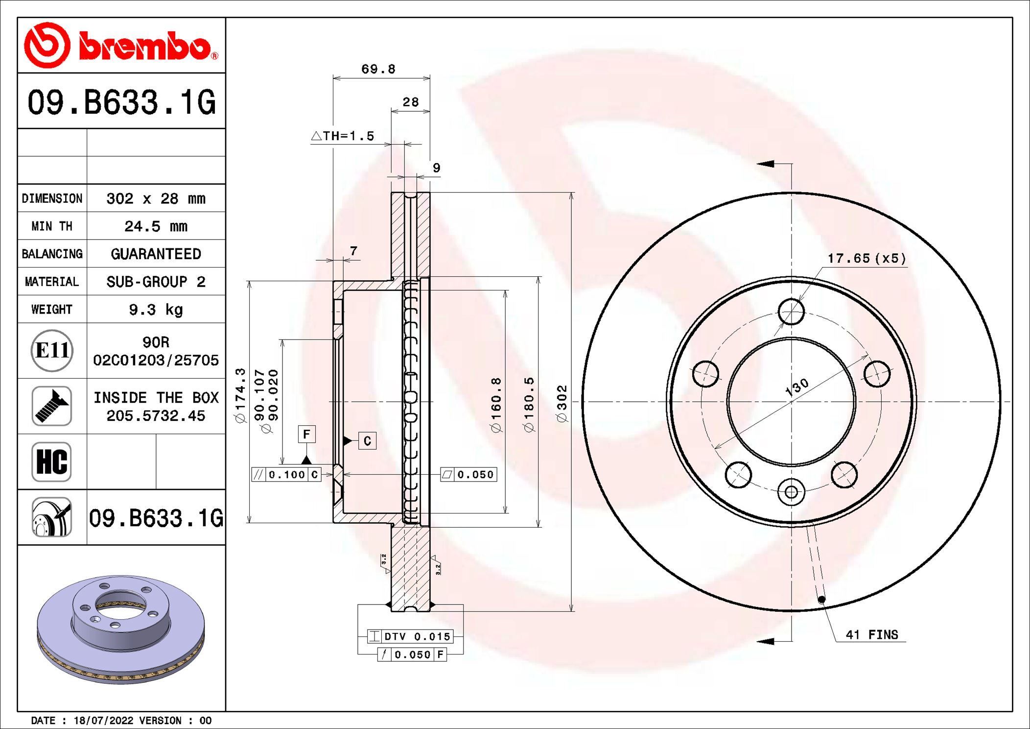 Stabdžių diskas BREMBO 09.B633.1G