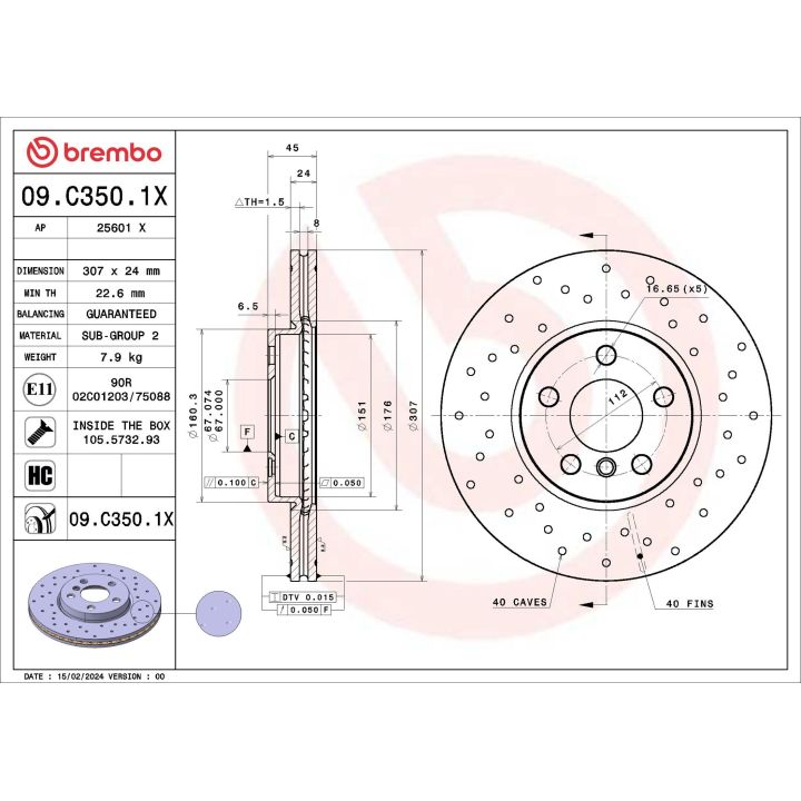 Stabdžių diskas BREMBO 09.C350.1X