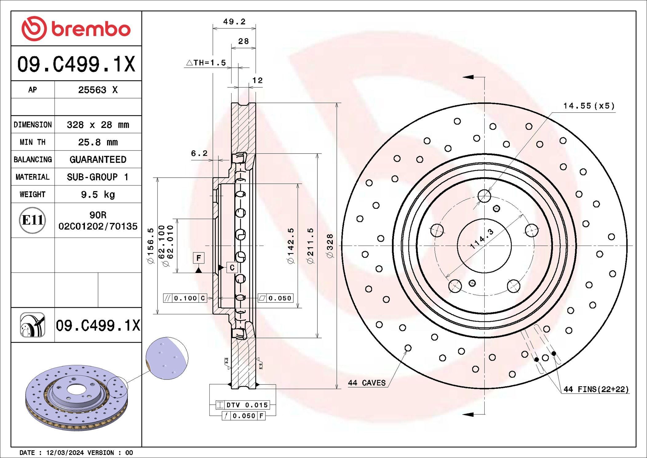 Stabdžių diskas BREMBO 09.C499.1X