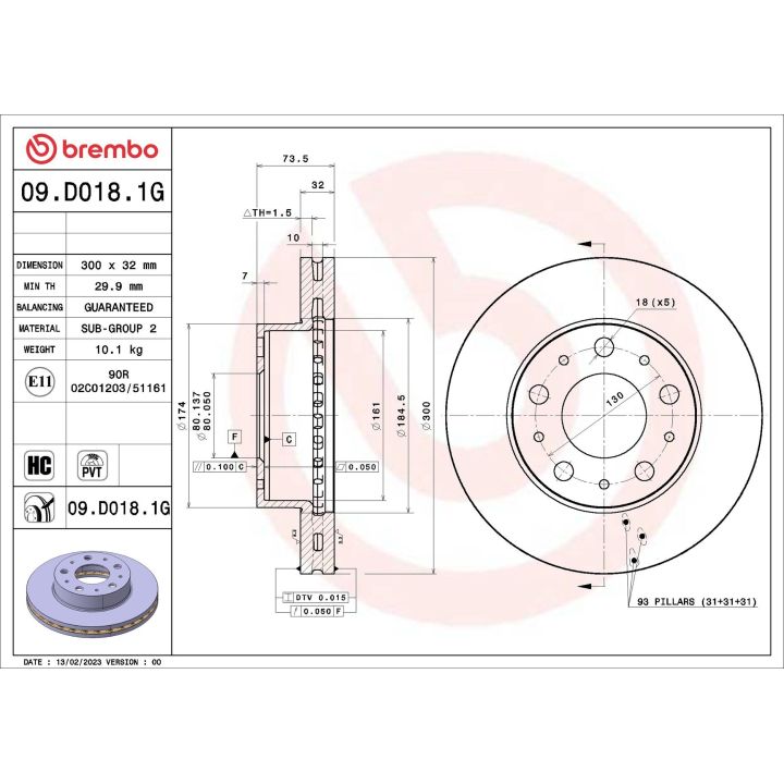 Stabdžių diskas BREMBO 09.D018.1G