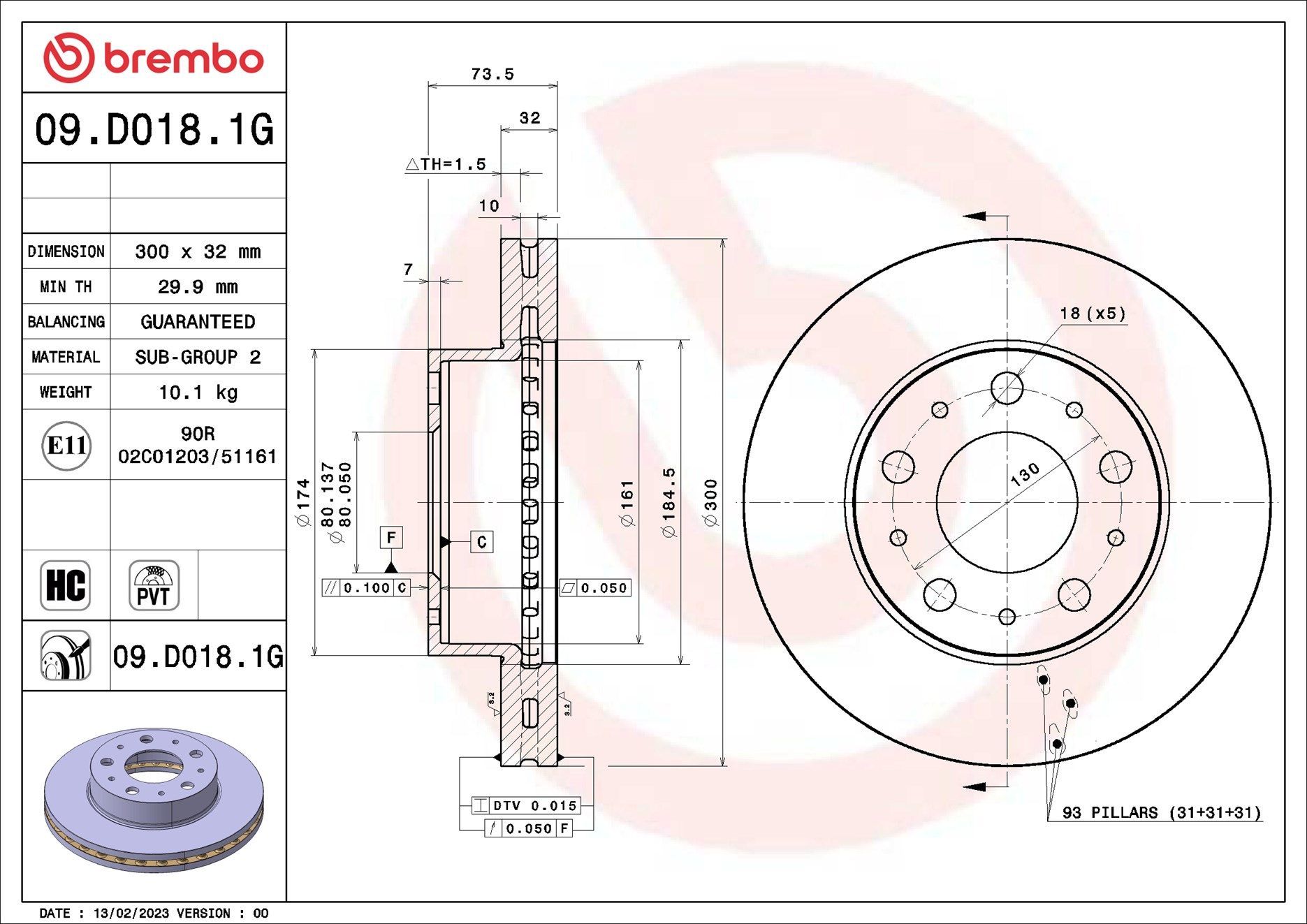 Stabdžių diskas BREMBO 09.D018.1G