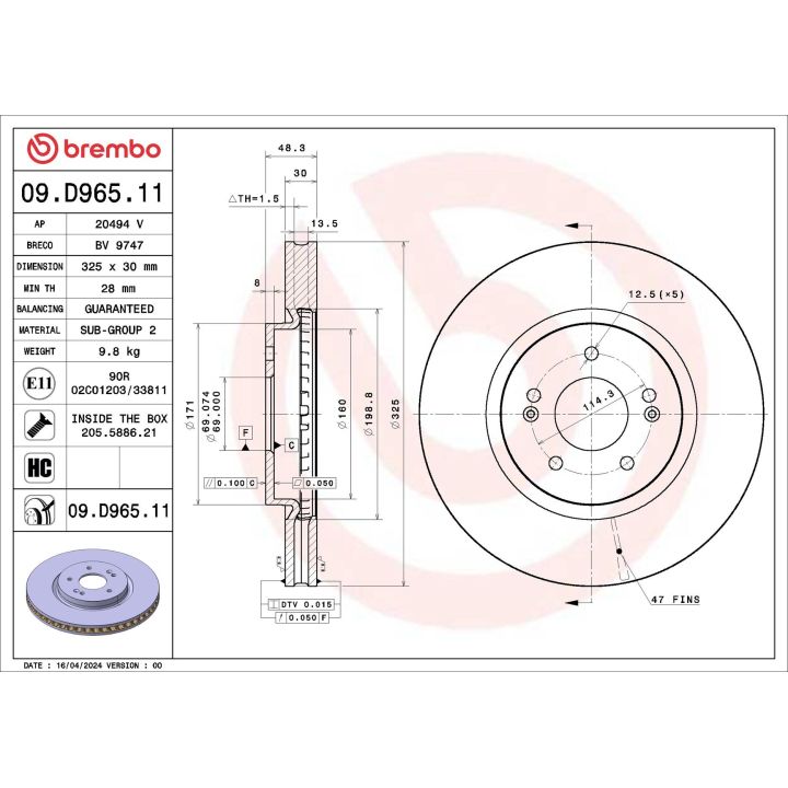 Stabdžių diskas BREMBO 09.D965.11