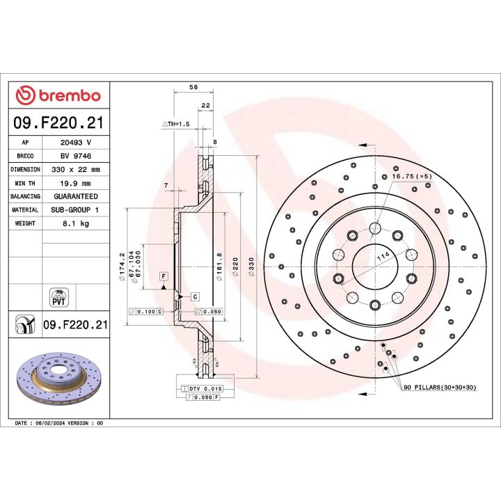 Stabdžių diskas BREMBO 09.F220.21