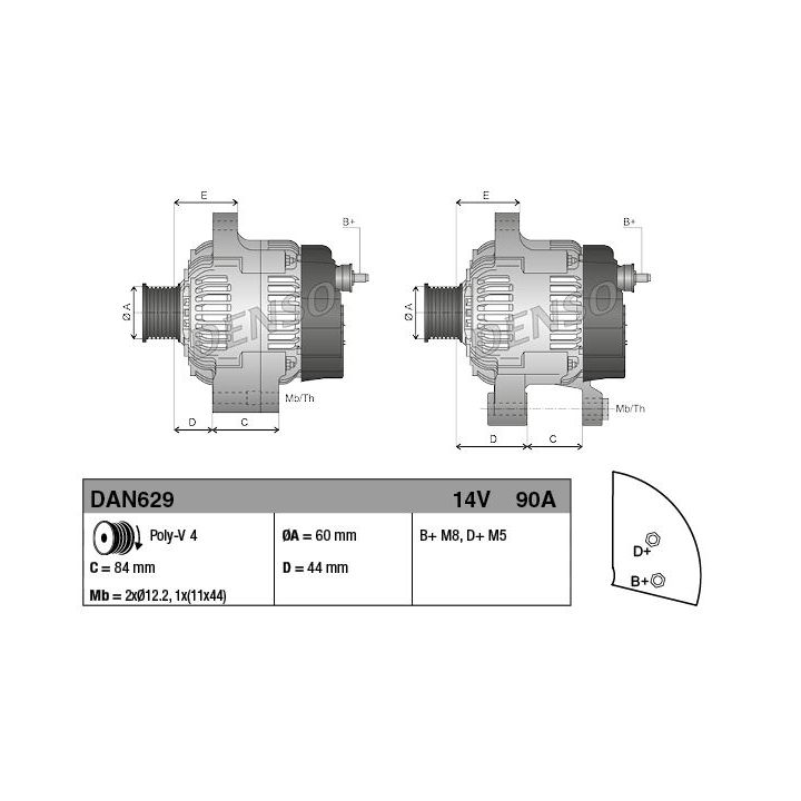 Kintamosios srovės generatorius DENSO DAN629