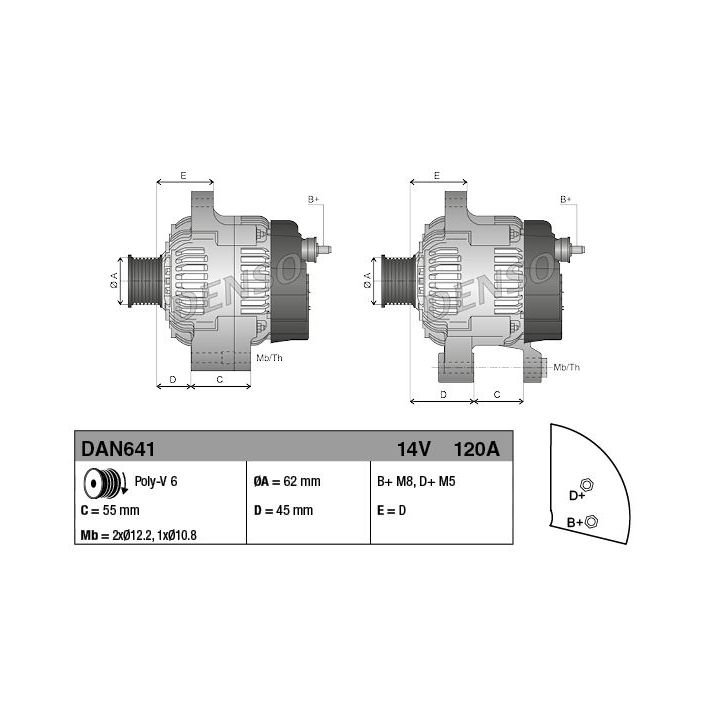 Kintamosios srovės generatorius DENSO DAN641