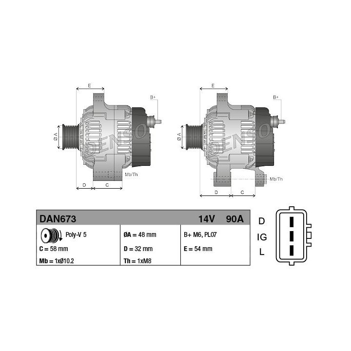 Kintamosios srovės generatorius DENSO DAN673