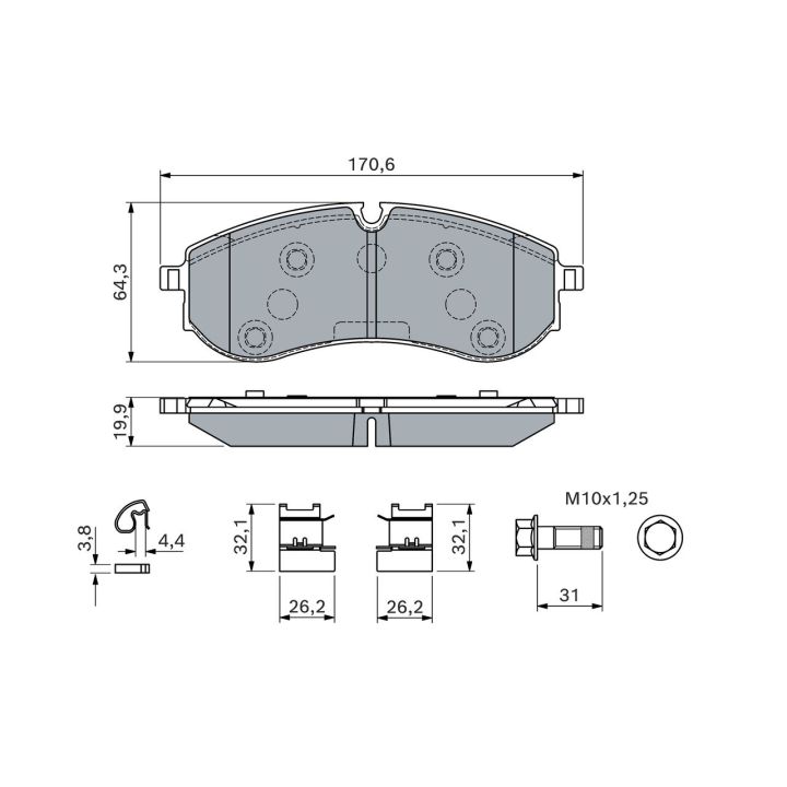 Stabdžių trinkelių rinkinys, diskinis stabdys BOSCH 0 986 460 115