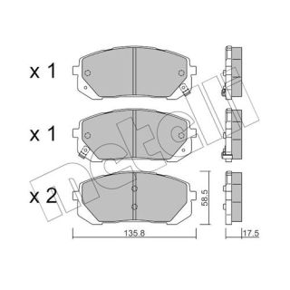 Stabdžių trinkelių rinkinys, diskinis stabdys METELLI 22-1373-0